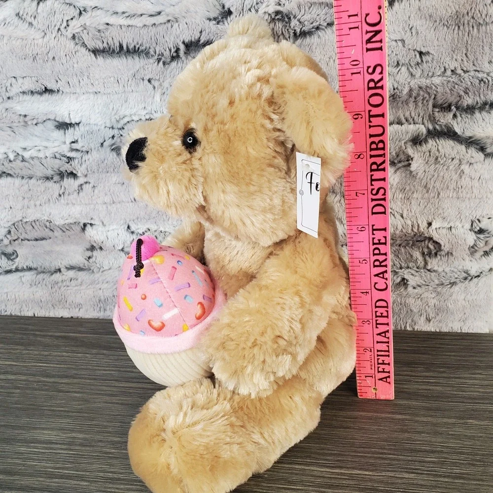 Brown Teddy Bear Plush Holding Pink Cupcake Birthday‎ 11